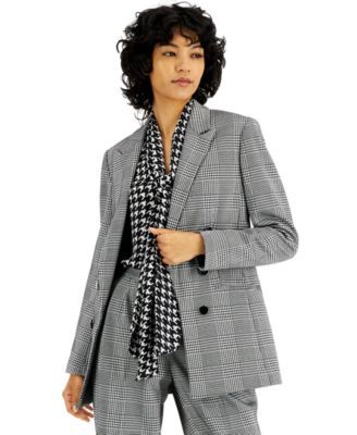 Women's Plaid Faux Double-Breasted Jacket, Created for Macy's