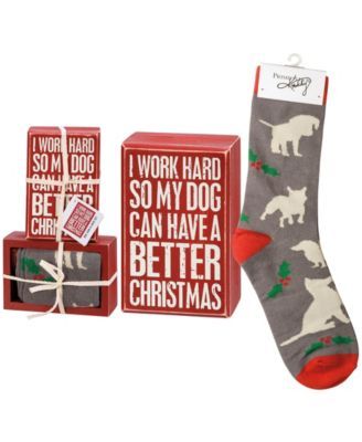 I Work Hard So My Dog Can Have A Better Christmas Box Sign Sock Set, 3 Piece
