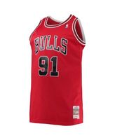 NBA Bulls 91 Dennis Rodman Red Gold Hardwood Classics Men Jersey