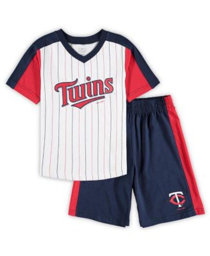 Outerstuff Atlanta Braves Preschool The Lineup V-Neck T-Shirt & Shorts Set - White/Navy