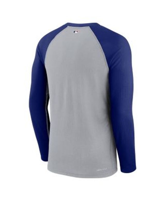 Men's Nike Royal/Red Texas Rangers Game Authentic Collection Performance Raglan Long Sleeve T-Shirt