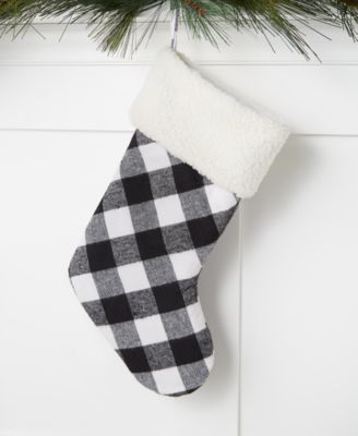 Sherpa Fleece Cuff with Black and White Buffalo Plaid Body Stocking, Created for Macy's