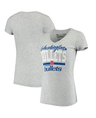 Women's Heathered Gray Washington Bullets Off-Season V-neck T-shirt