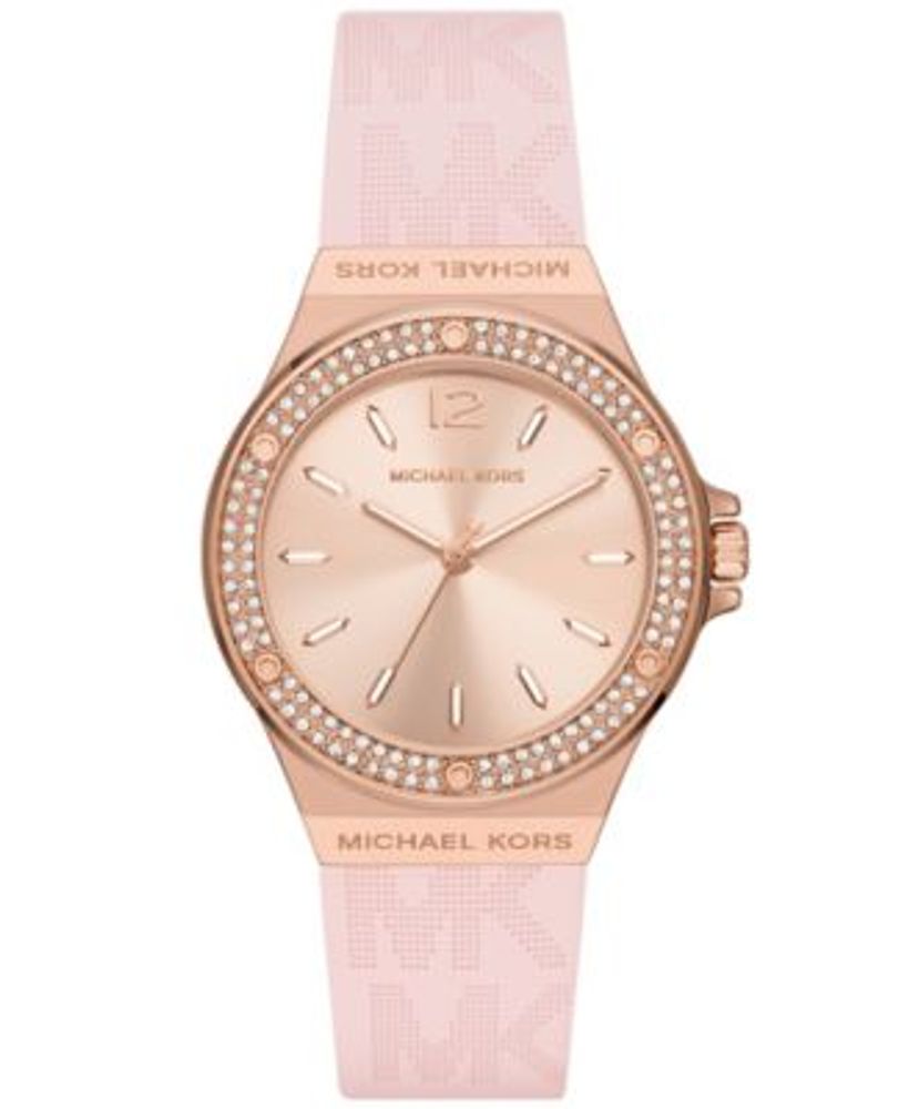 Michael Kors Women's Mini-Lennox Three-Hand Blush Silicone Strap Watch 37mm  | Foxvalley Mall