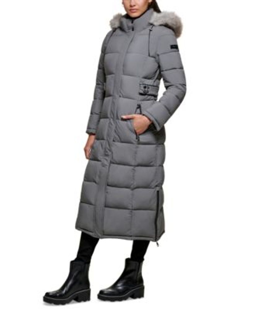 Calvin Klein Women's Faux-Fur-Trim Hooded Maxi Puffer Coat | Montebello  Town Center
