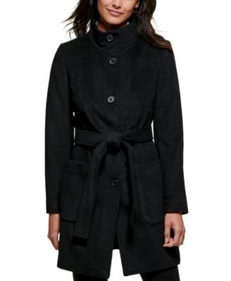 Women's Stand-Collar Button-Front Belted Coat, Created for Macy's