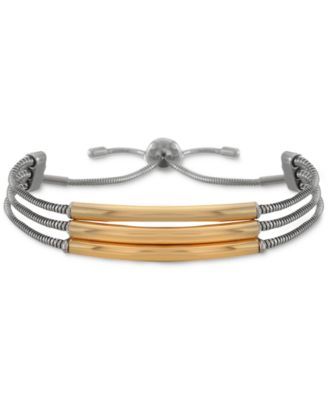 Two-Tone Curved Bar Triple-Row Slider Bracelet, Created for Macy's