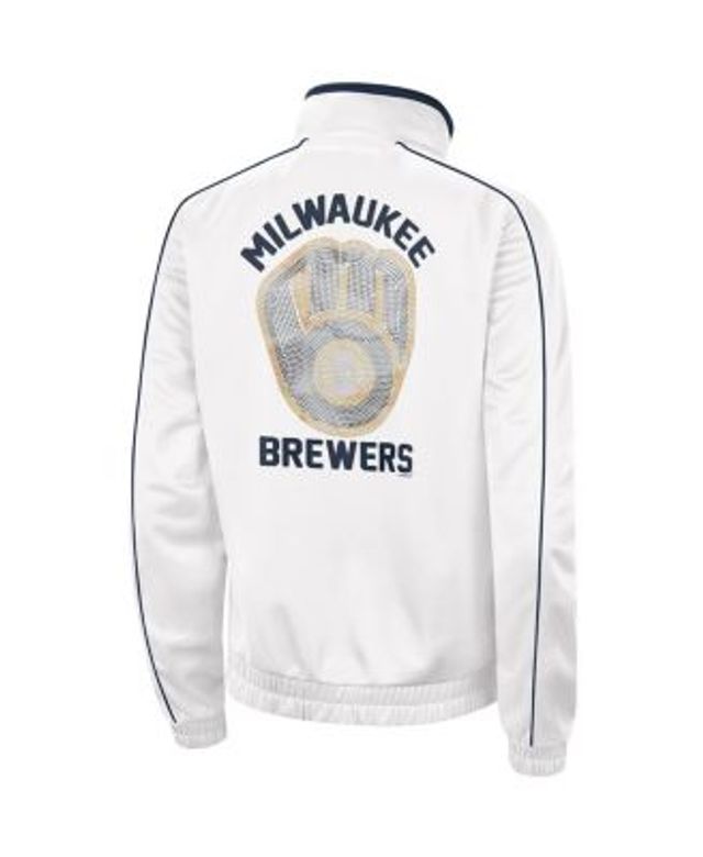 MLB Men's Milwaukee Brewers Navy Colorblock Pullover Hoodie