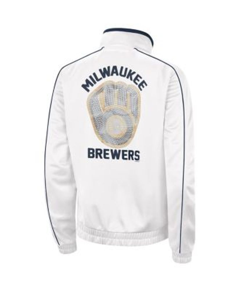 Milwaukee Brewers New Era Women's Colorblock Full-Zip Hoodie - Navy