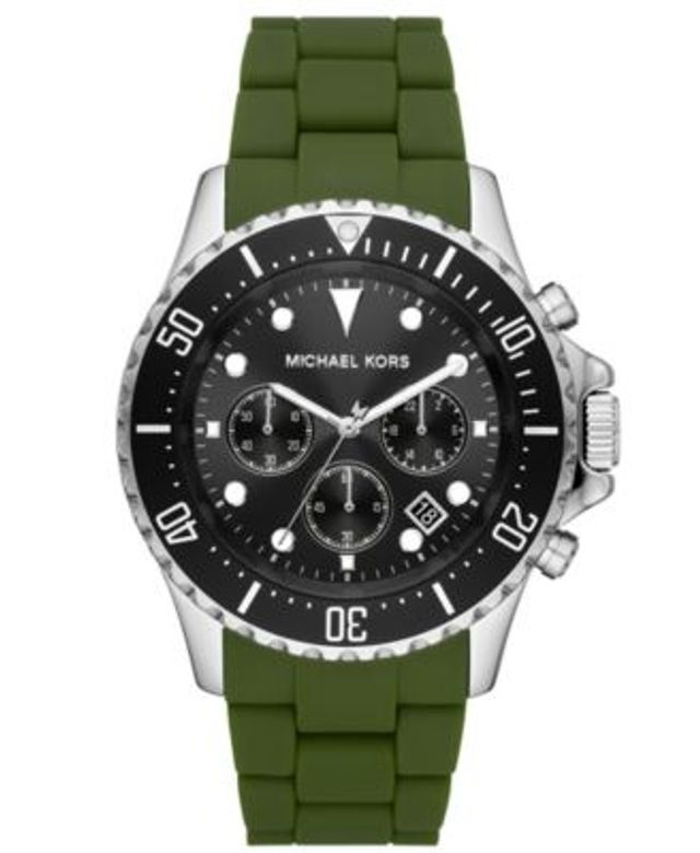 Michael Kors Men's Everest Chronograph Green Silicone and Stainless Steel  Bracelet Watch 45mm | Connecticut Post Mall