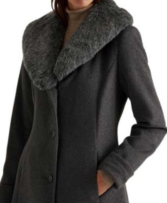 Lauren Ralph Lauren Petite Faux-Fur-Trim Walker Coat, Created for Macy's |  Hawthorn Mall