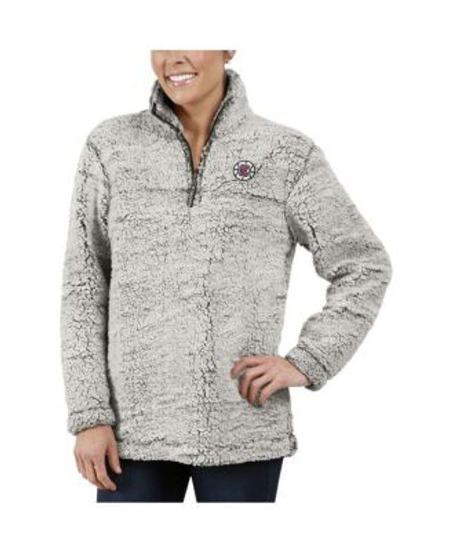 G-III 4Her by Carl Banks Women's Gray Chicago Blackhawks Sherpa Quarter-Zip  Pullover Jacket