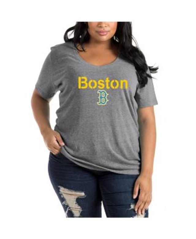 Women's Nike Gold Boston Red Sox MLB City Connect Velocity Space-Dye Performance V-Neck T-Shirt Size: Medium