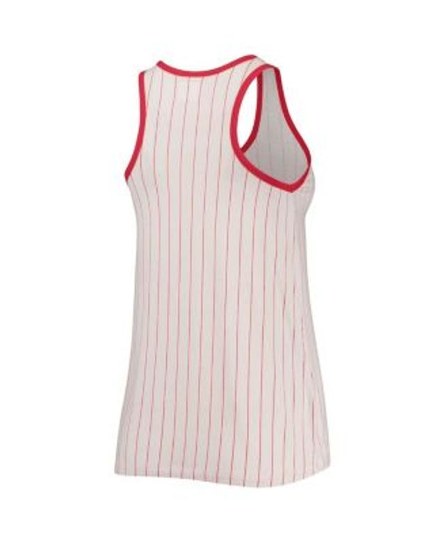 Women's Colorado Rockies New Era White/Black Pinstripe Scoop Neck Tank Top