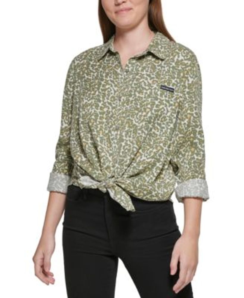 Women's Cheetah-Print Button-Front Shirt