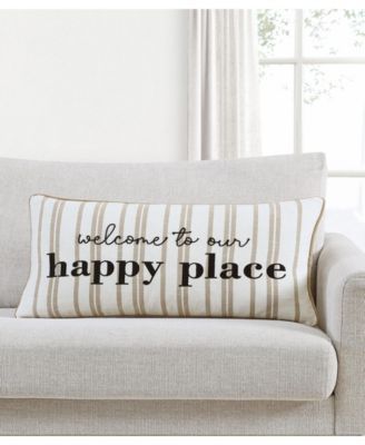 Welcome To Our Happy Place Decorative Pillow, 14" x 24"
