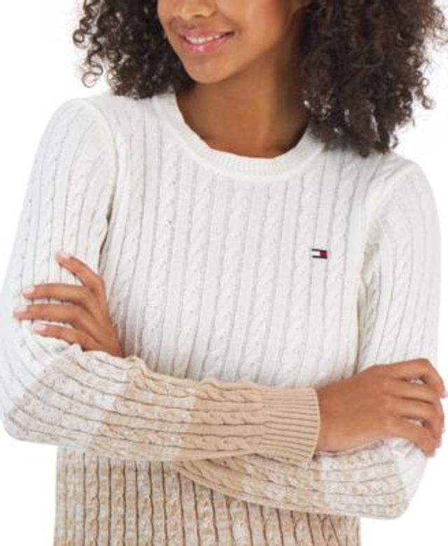 Women's Cotton Ombré Cable-Knit Sweater