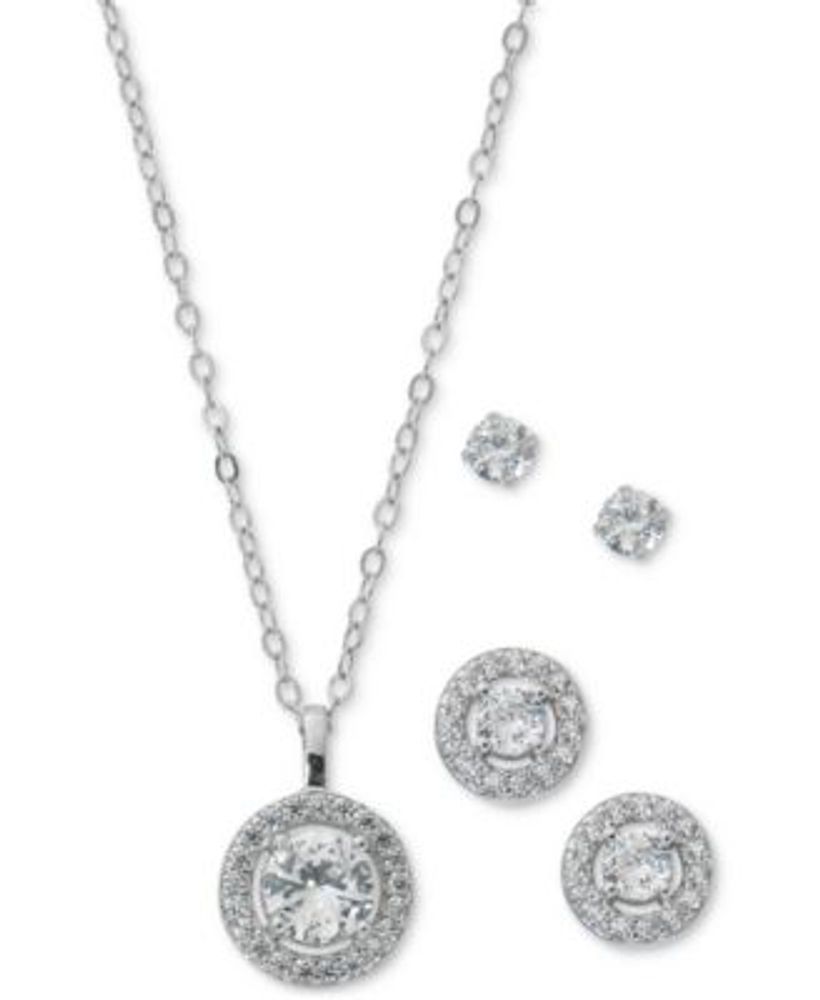 Giani Bernini Crystal and Cubic Zirconia Halo 18 Pendant Necklace