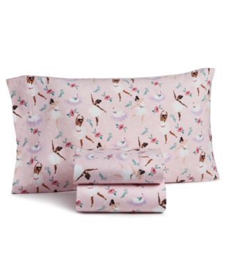Ballerinas Flannel Sheet Set, Created for Macy's