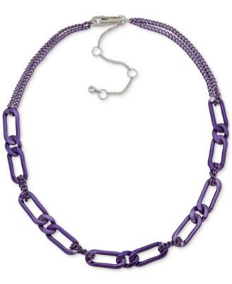 Silver-Tone Color Chain Link Collar Necklace, 16" + 3" extender