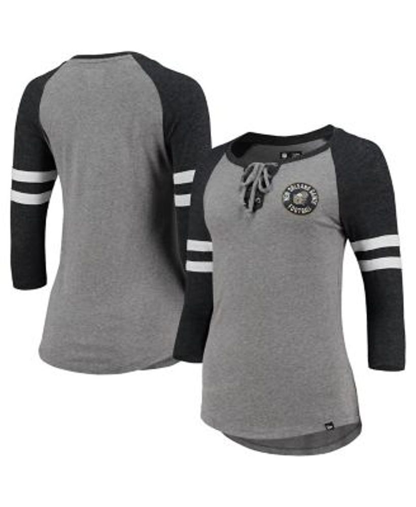 Women's New Era Gold/Black New Orleans Saints Legacy Lace-Up Raglan T-Shirt