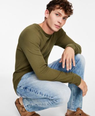 Men's Thermal Waffle-Knit Long Sleeve Shirt, Created for Macy's