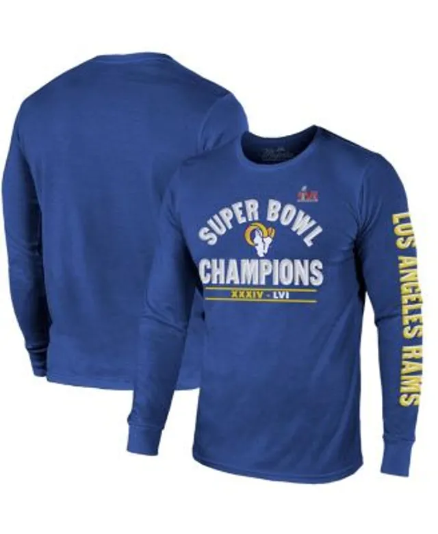 Women's Majestic Threads Royal Los Angeles Rams 2-Time Super Bowl Champions  Always Champs Cropped T-Shirt