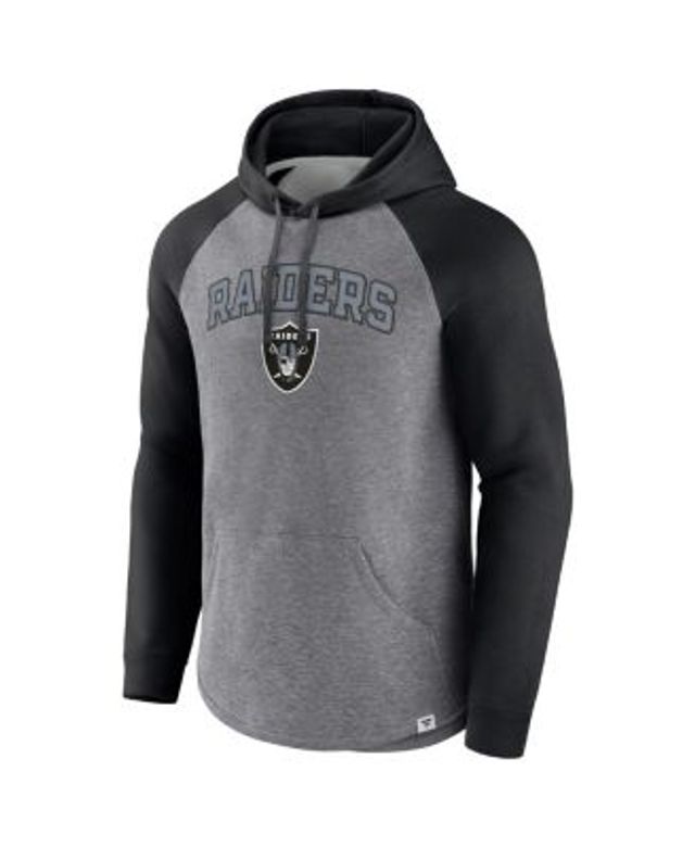 Men's New Era Gray/Black Las Vegas Raiders Big & Tall League Raglan  Quarter-Zip Hoodie