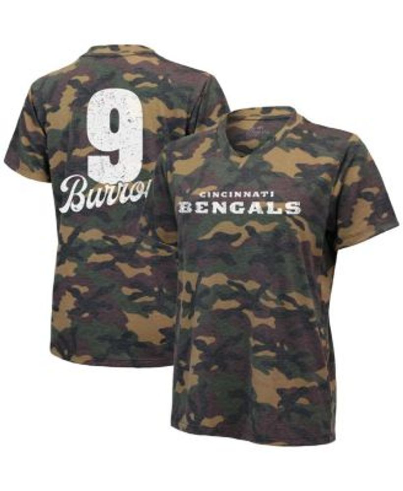 Women's Joe Burrow Camo Cincinnati Bengals Name & Number V-Neck T-Shirt