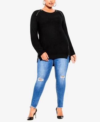 Trendy Plus Zip Front Sweater