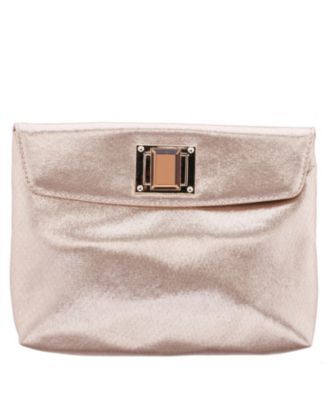 Women's Oversized Clutch with Crystal Turnlock