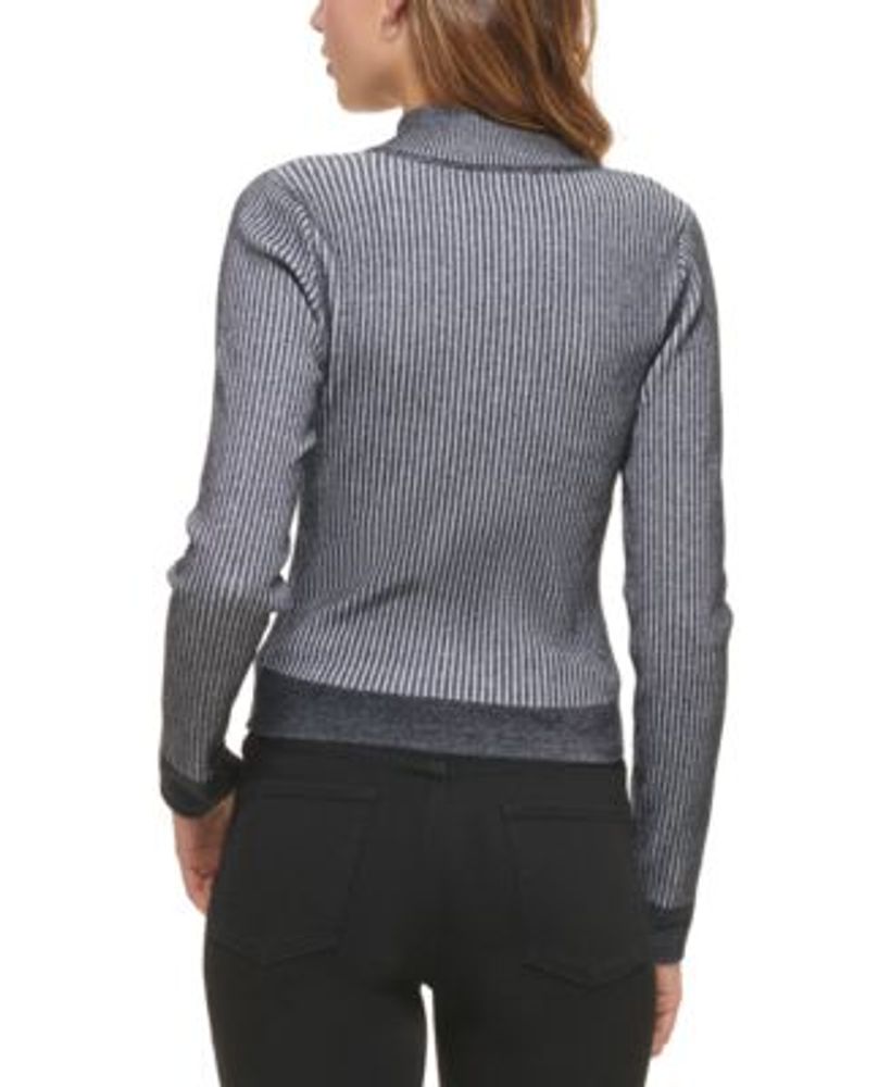 Women's Half-Zip Mock-Neck Ribbed Sweater