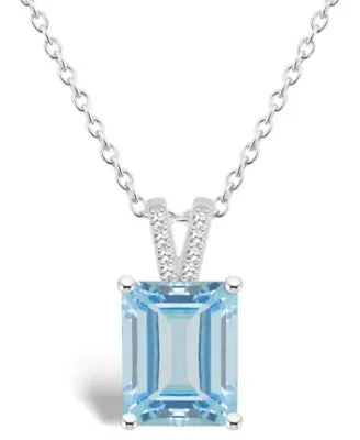Women's Sky Blue Topaz (4-1/4 ct.t.w.) and Diamond Accent Pendant Necklace in Sterling Silver