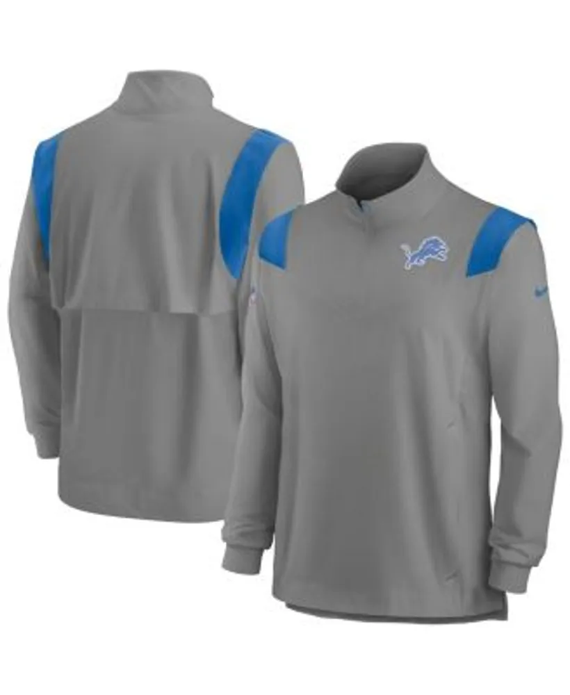 Nike Men's Gray Detroit Lions Sideline Coach Chevron Lockup Quarter-Zip  Long Sleeve Top