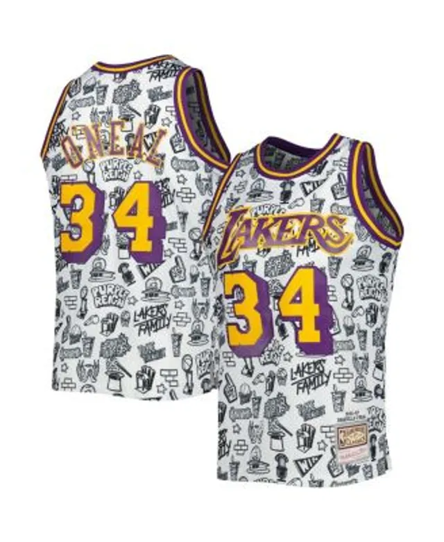 Men's Mitchell & Ness Shaquille O'Neal Black Los Angeles Lakers 1996-97  Hardwood Classics Flames Swingman Jersey