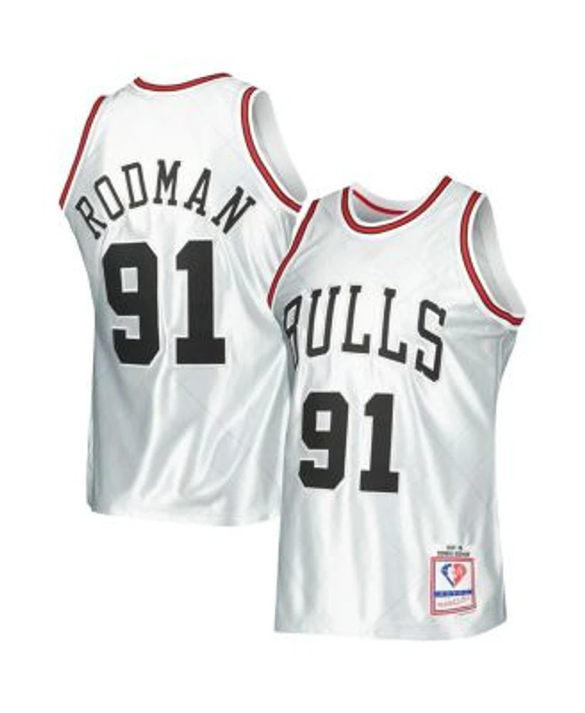 Dennis Rodman Chicago Bulls Mitchell & Ness 1995/96 Hardwood Classics  Fadeaway Swingman Player Jersey - Black/Light Blue