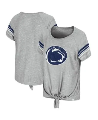 Women's Heather Gray Penn State Nittany Lions Plus Size Lace-Up T