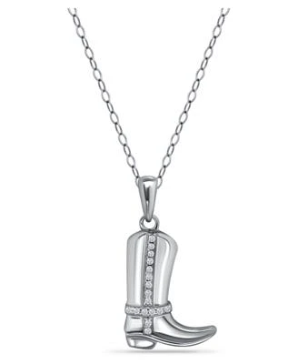 Cubic Zirconia Cowboy Boot Pendant in Sterling Silver