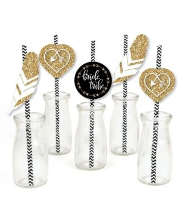 Big Dot Of Happiness Bride Squad - Paper Straw Decor - Rose Gold