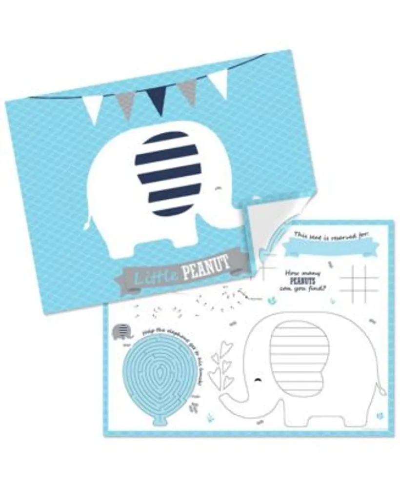 Big Dot of Happiness Blue Elephant - Paper Boy Coloring Sheets