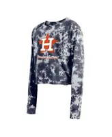 New Era Women's Navy Houston Astros Tie-Dye Cropped Long Sleeve T