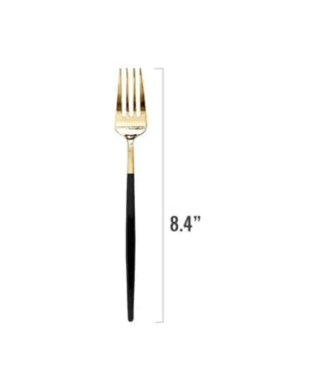 Gold with White Handle Moderno Disposable Plastic Cutlery Set - Spoons,  Forks and Knives (240 Guests)