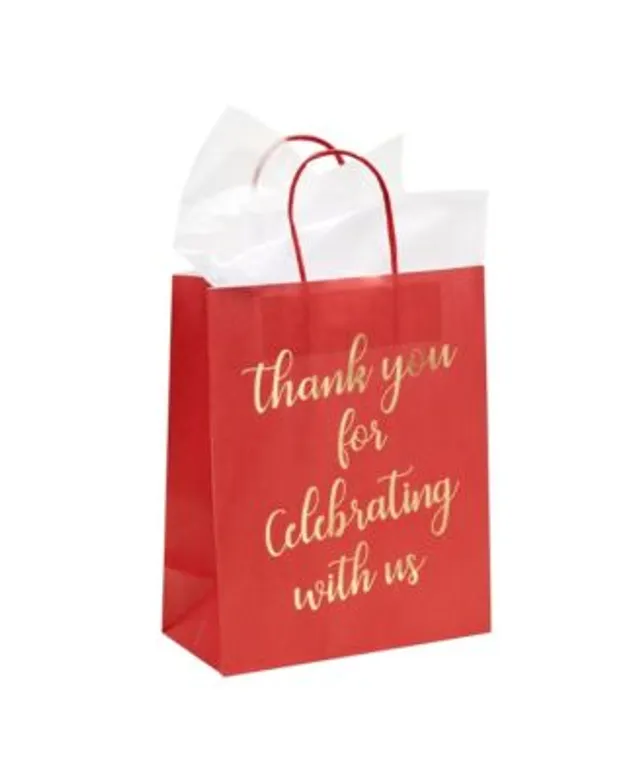 Black Thank You Gift Bags with Handles, Gold Foil (8 x 10 x 4 In, 24 Pack)