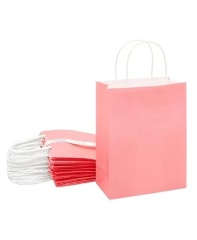 Sparkle and Bash Pink Paper Gift Bags with Handles for Birthday