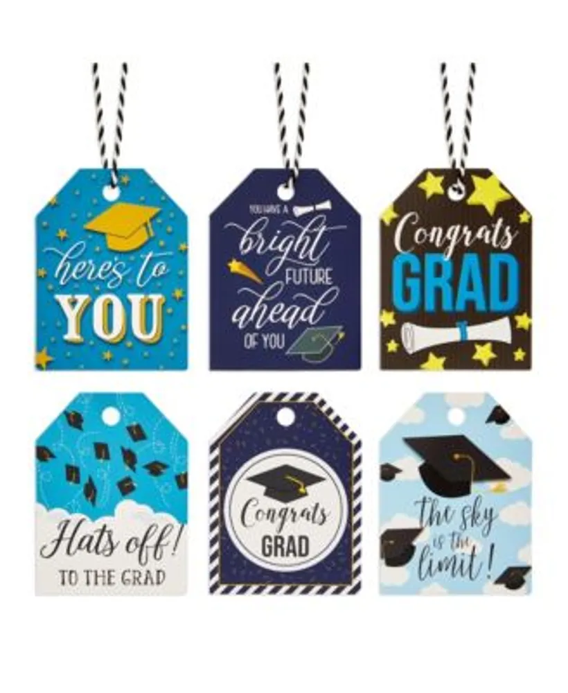 Blue Panda Gift Tags with String for Graduation Gifts, 2022 Congrats Grad  (6 Designs, 120 Pieces)