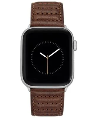 Men's Brown Premium Leather Band with Stitched Pattern 42mm, 44mm, 45mm, Ultra 49mm Apple Watch