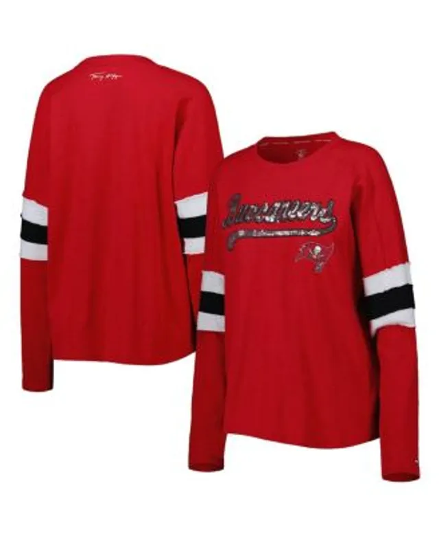 Fanatics Women's Branded Red Tampa Bay Buccaneers Hometown Sweep Long Sleeve  V-Neck T-shirt