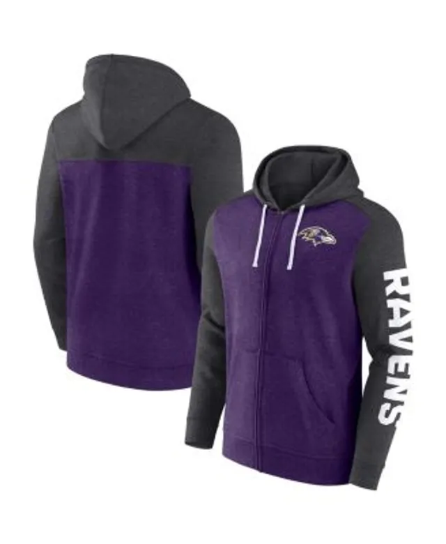 Men's Baltimore Ravens Fanatics Branded Heather Purple Down and Distance  Full-Zip Hoodie