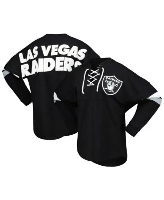 Women's G-III 4Her by Carl Banks Black Las Vegas Raiders Post Season Long  Sleeve V-Neck T-Shirt 