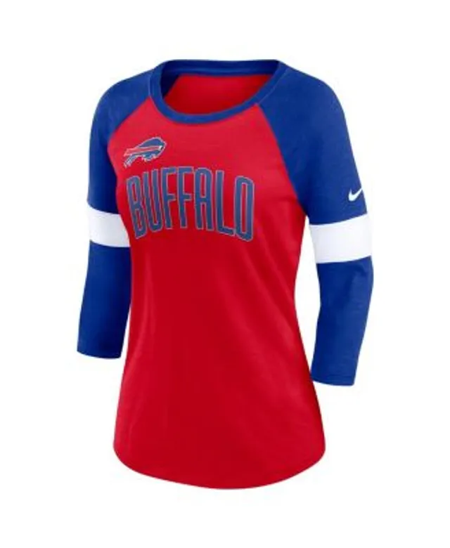 Women's Nike New York Giants Heathered Red/Heathered Royal Football Pride  Slub 3/4 Raglan Sleeve T-Shirt